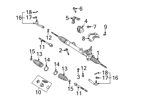 2005 Toyota Echo Steering Column & Wheel, Steering Gear & Linkage Diagram 4 - Thumbnail