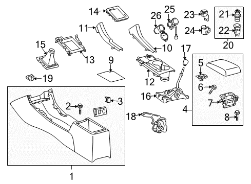 2008 Scion tC Box Sub-Assy, Console, Rear Diagram for 58901-21091-B0