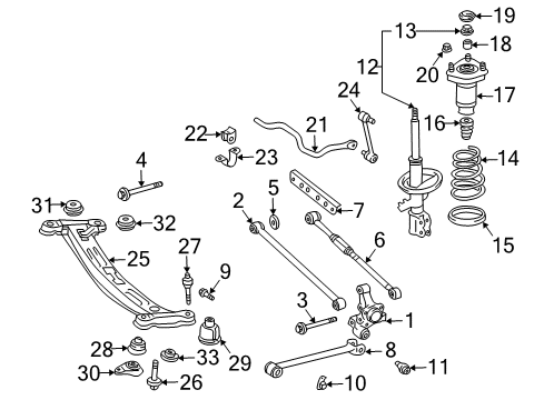 2002 Toyota Solara Rod Assy, Strut, Rear Diagram for 48780-33010