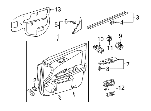 2008 Toyota Avalon Board Sub-Assy, Front Door Trim, RH Diagram for 67610-07020-B4