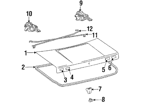 1990 Toyota Camry Spacer, Luggage Compartment Door Hinge Diagram for 64529-14010