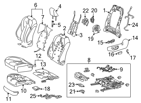 2022 Toyota Avalon Front Seat Cover Sub-Assembly Diagram for 71072-07231-E6