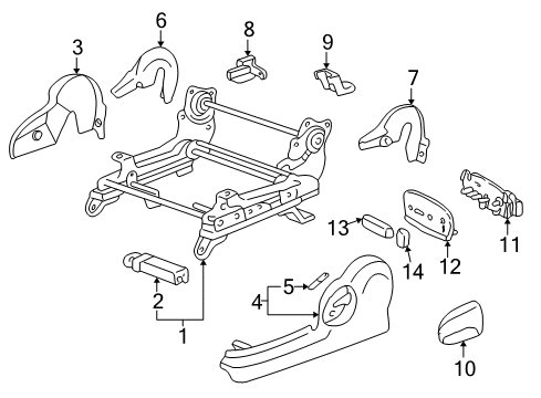 2000 Toyota Solara Cover, Seat Track Bracket, Inner RH Diagram for 72157-AA010-B1