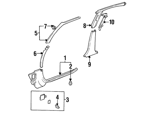 1994 Toyota Corolla Garnish, Center Pillar, Upper RH Diagram for 62411-02020-B0