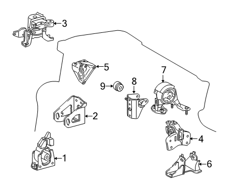 2013 Toyota Prius V Engine & Trans Mounting Diagram