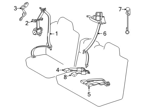 2008 Toyota Sequoia Belt Assembly, Rear Seat Diagram for 73370-0C071-E1