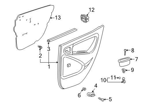 2000 Toyota Echo Board Sub-Assy, Rear Door Trim, RH Diagram for 67630-52160-B1