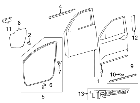 2021 Toyota Sequoia Body Side Molding Diagram for PT942-0C180