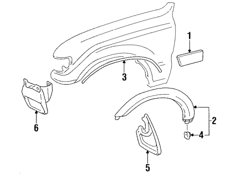 1997 Toyota Land Cruiser Exterior Trim - Fender Diagram