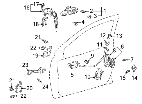 2003 Toyota Echo Door Handle Sub-Assembly Diagram for 69205-52020-B0