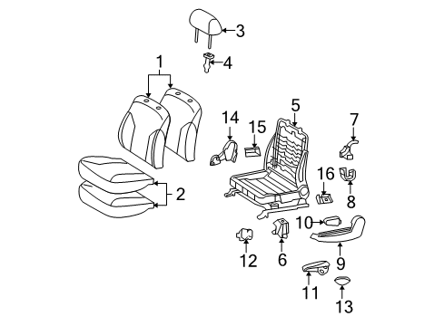 2008 Toyota Yaris Front Seat Components Diagram 4 - Thumbnail