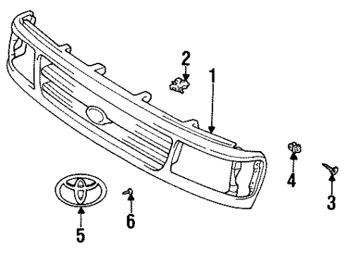 1997 Toyota T100 Grille & Components Diagram