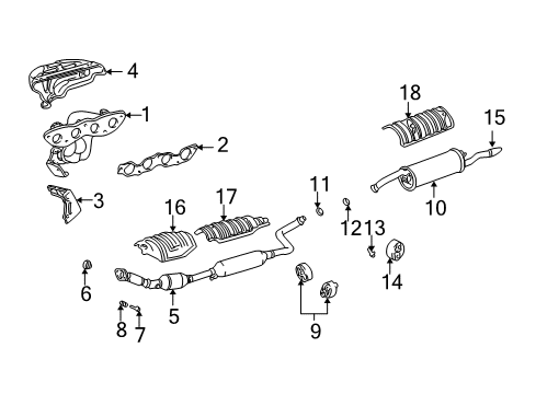 2005 Scion xA Exhaust Components, Exhaust Manifold Diagram