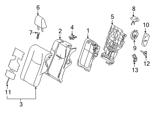 2022 Toyota RAV4 Rear Seat Components Diagram 1 - Thumbnail