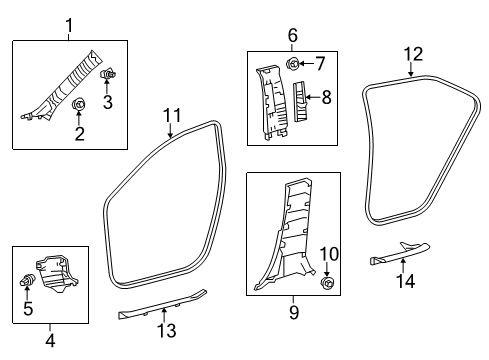 2018 Toyota Corolla Board, COWL Side Trim Diagram for 62112-02290-C0