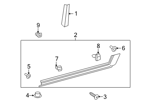 2012 Toyota FJ Cruiser Exterior Trim - Pillars, Rocker & Floor Diagram