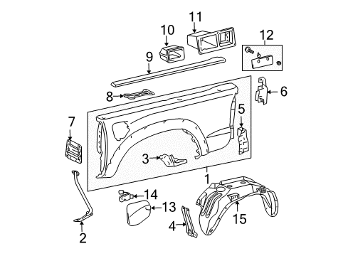 2015 Toyota Tacoma Front & Side Panels Diagram 1 - Thumbnail