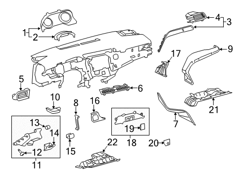 2018 Toyota Camry Panel Assembly, Instrument Diagram for 55480-33170-B0