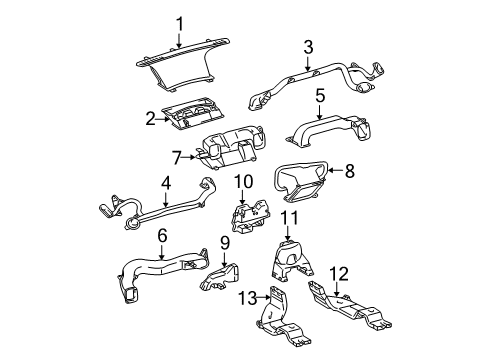 2009 Toyota Prius Duct, Heater To Register Diagram for 55843-47040