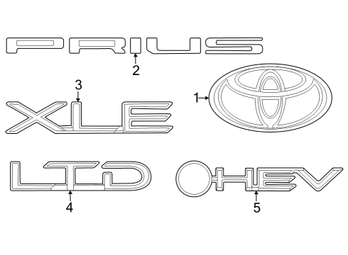 2023 Toyota Prius Exterior Trim - Lift Gate Diagram