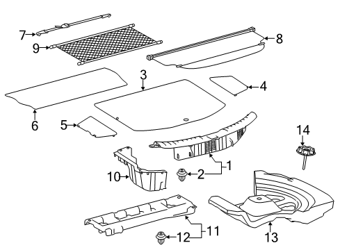 2016 Toyota RAV4 Cargo Net, Rear Diagram for 64309-0R011-B1