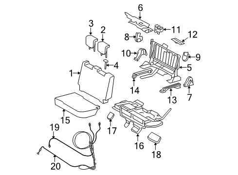 2009 Toyota Yaris Rear Seat Components Diagram 1 - Thumbnail