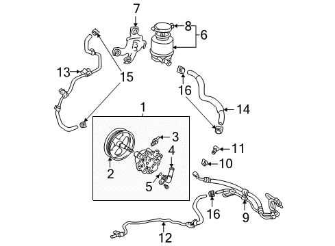 2004 Toyota Camry Hose, Oil Reservoir To Pump Diagram for 44348-06170