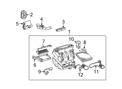 2013 Toyota Matrix A/C Evaporator & Heater Components Diagram