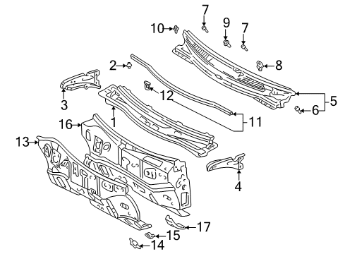 2005 Toyota Celica Cowl Diagram