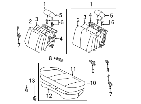 1999 Toyota Corolla Cushion Cover, Rear Diagram for 71075-02160-B0