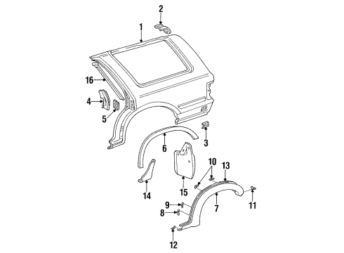 1994 Toyota 4Runner Quarter Panel & Components Diagram