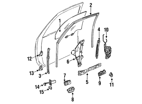 1992 Toyota Camry Front Door Outside Handle Assembly Left Diagram for 69220-32091-C1