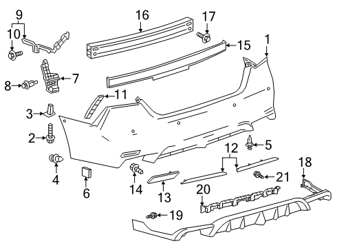 2022 Toyota Camry Bumper & Components - Rear Diagram 3 - Thumbnail