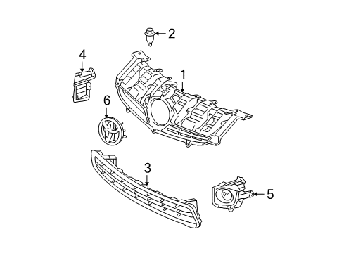 2011 Toyota Prius Grille & Components Diagram