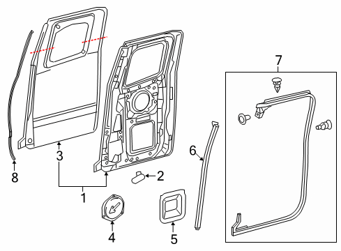 2022 Toyota Tacoma Weatherstrip, Rear Door, LH Diagram for 67872-04021