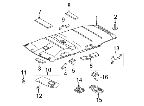 2009 Scion xB Sunvisor Cover, Passenger Side Diagram for 74317-52010-B1