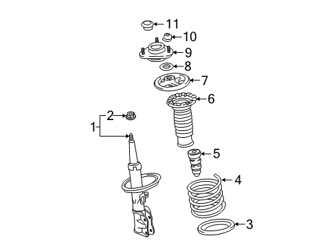 2011 Toyota Matrix Struts & Components - Front Diagram 1 - Thumbnail