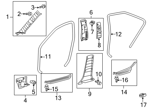 2009 Toyota Camry Garnish, Center Pillar, Lower LH Diagram for 62414-33070-E0