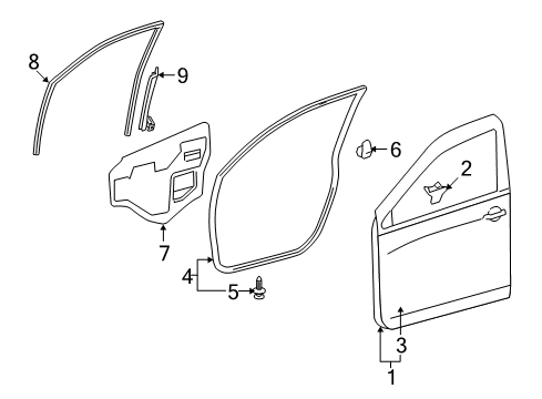 2007 Toyota RAV4 Front Door, Body Diagram