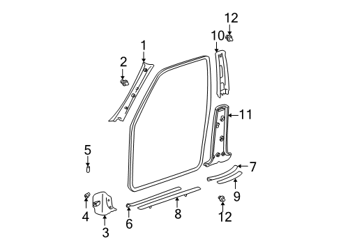 2001 Toyota RAV4 Interior Trim - Pillars, Rocker & Floor Diagram