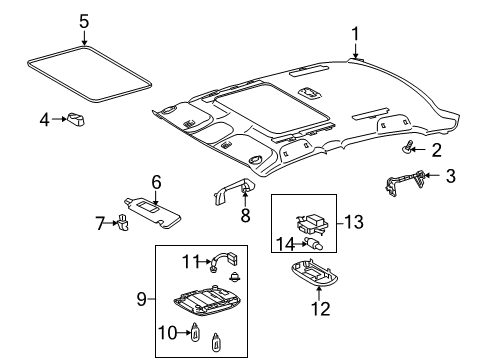 2009 Toyota Corolla Headlining Assy, Roof Diagram for 63310-02A10-E0