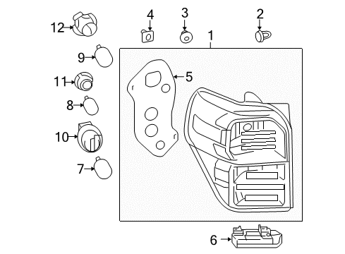 2011 Toyota 4Runner Lens & Body, Rear Combination Diagram for 81551-35370