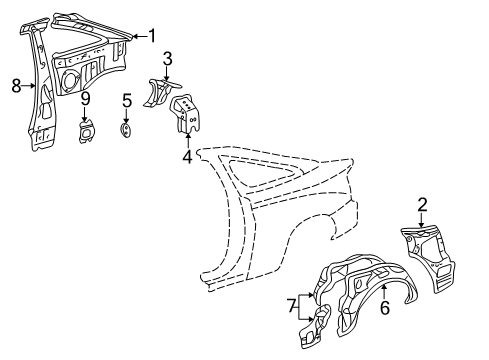 2003 Toyota Celica Inner Structure - Quarter Panel Diagram