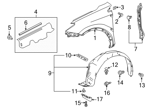 2015 Toyota RAV4 Weatherstrip, Hood Diagram for 53361-0R010