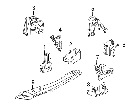 2005 Toyota Celica Engine & Trans Mounting Diagram 1 - Thumbnail