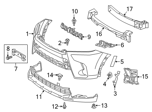 2019 Toyota Highlander Front Bumper Diagram