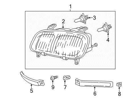 1998 Toyota RAV4 Headlamps, Electrical Diagram