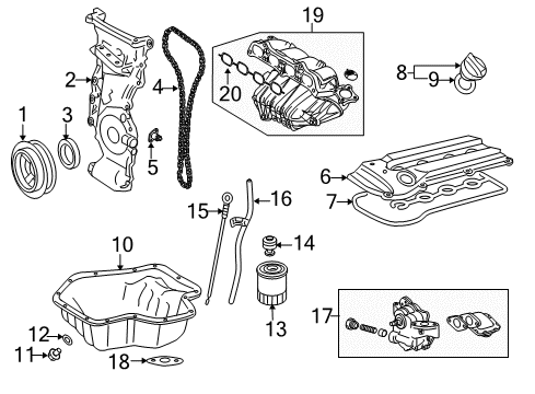 2010 Toyota Corolla Engine Parts & Mounts, Timing, Lubrication System Diagram 2 - Thumbnail