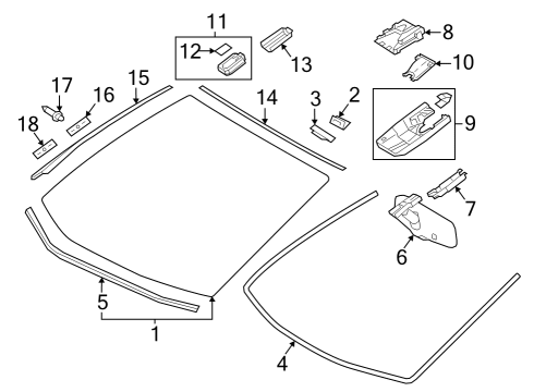 2023 Toyota Prius Side Molding, Outside Lower Driver Side Diagram for 75536-47040