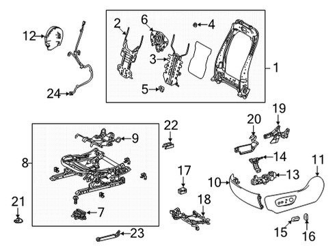 2020 Toyota Highlander Driver Seat Components Diagram